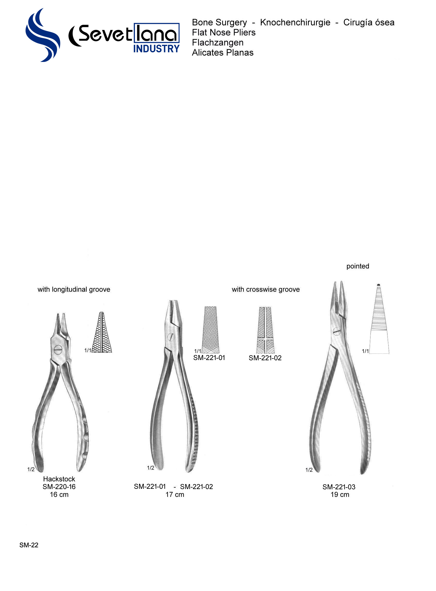 Flat Nose Plier With Longitudinal Groove 16.0cm